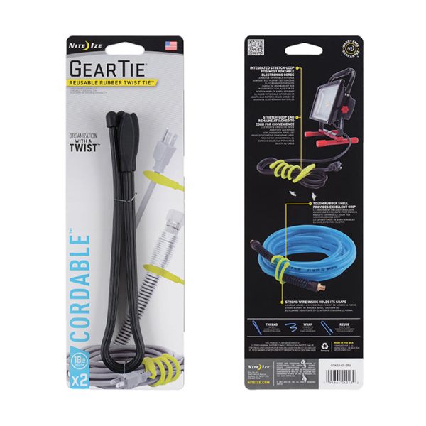 Nite Ize GTK18-01-2R6 Gear Tie Cordable Twist Tie, Black, 18  Discount