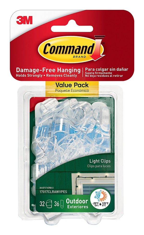 Command 17017CLRAWVPES Outdoor Light Clips Value Pack, 32 Clips & 36 Strips Online now