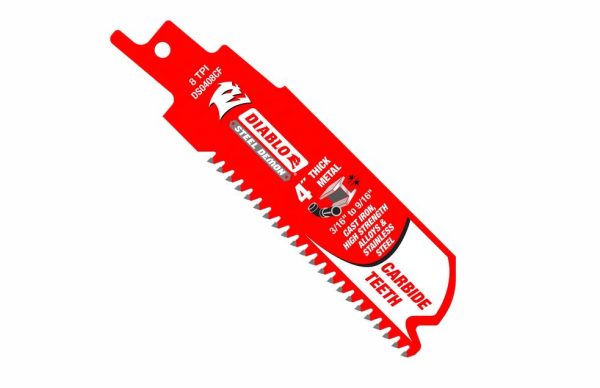 Diablo DS0408CF3 Steel Demon Carbide Recip Blades for Thick Metal Cutting, 8 TPI, 4 , 3-Pack Online - Image 2