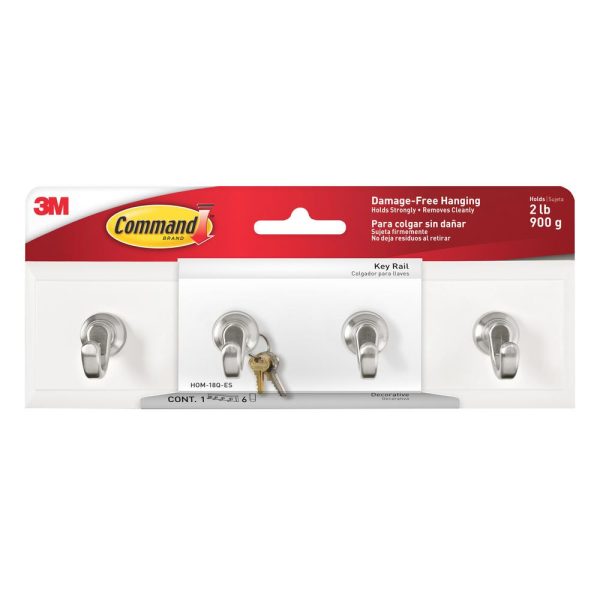 Command HOM-18Q-ES Quartz Key Rail 8  with 6 Adhesive Strips Hot on Sale