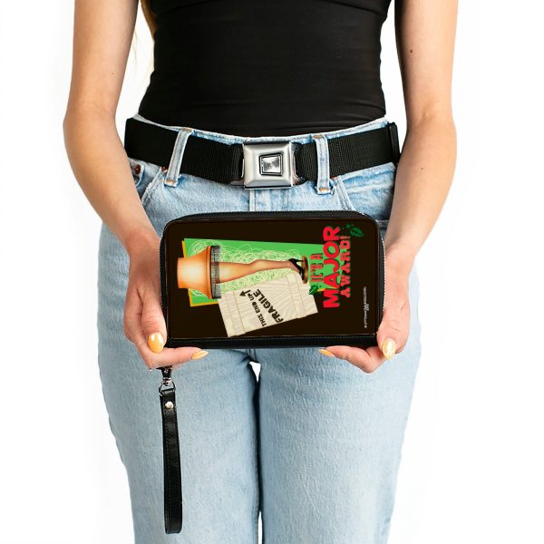 PU Zip Around Wallet Rectangle - A Christmas Story Lamp IT S A MAJOR AWARD Quote Black Green Red For Discount - Image 3