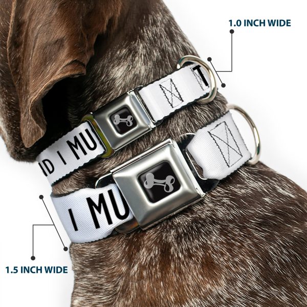 Dog Bone Black Silver Seatbelt Buckle Collar - THE MOUNTAINS ARE CALLING AND I MUST GO Mountains Outline White Black Online Sale - Image 2