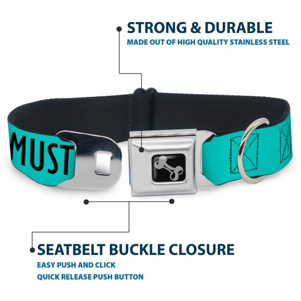 Dog Bone Black Silver Seatbelt Buckle Collar - THE MOUNTAINS ARE CALLING AND I MUST GO Mountains Outline2 Teal White Black on Sale - Image 4