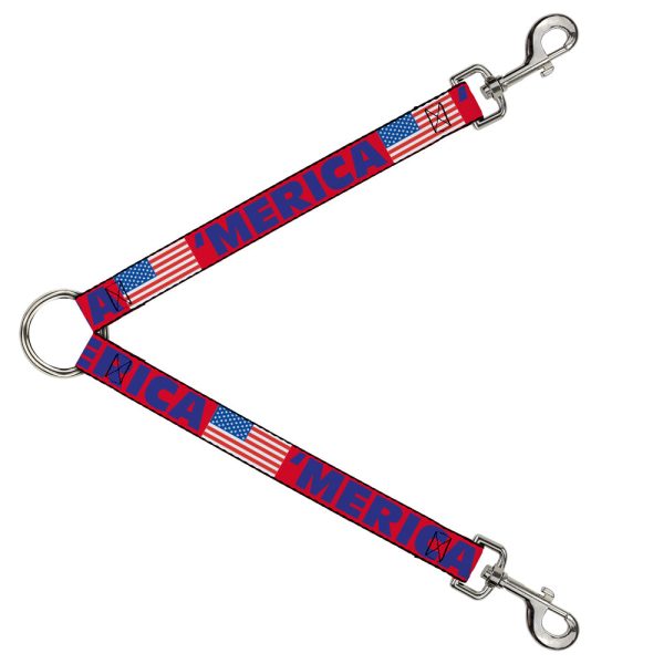 Dog Leash Splitter -  MERICA US Flag Red Blue White on Sale