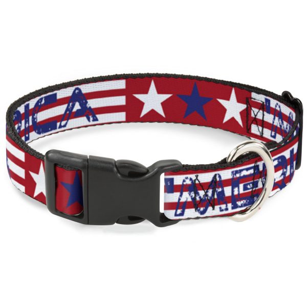 Plastic Clip Collar -  MERICA Stripes Stars Red White Blue on Sale