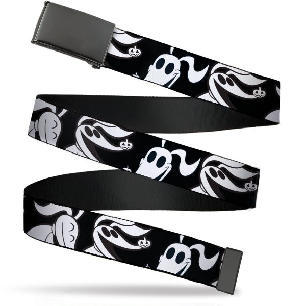 Web Belt Blank Black Buckle - Nightmare Before Christmas Zero Expressions Black White Webbing Hot on Sale