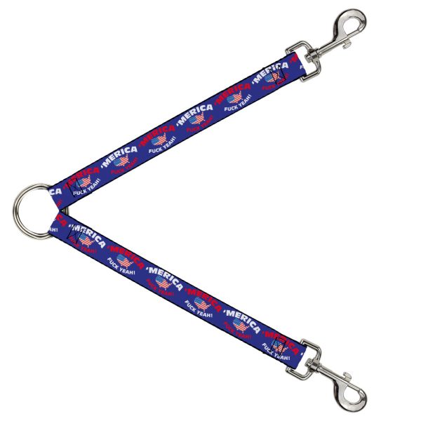 Dog Leash Splitter -  MERICA FUCK YEAH! USA Silhouette Blue White Red US Flag For Sale