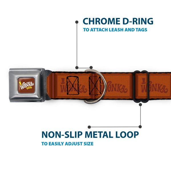 Willy Wonka and the Chocolate Factory WONKA BAR Logo Full Color Brown Yellow White Seatbelt Buckle Collar - Willy Wonka and the Chocolate Factory WONKA Chocolate Bar Browns Online Sale - Image 5